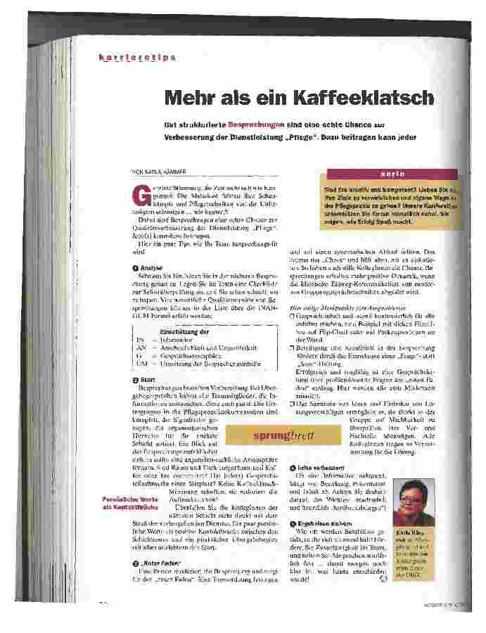 Vorschauseite 1: Mehr als ein Kaffeeklatsch Karrieretips