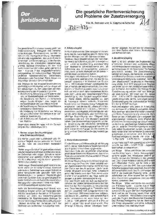 Vorschauseite 1: Die gesetzliche Rentenversicherung und Probleme der Zusatzversorgung
