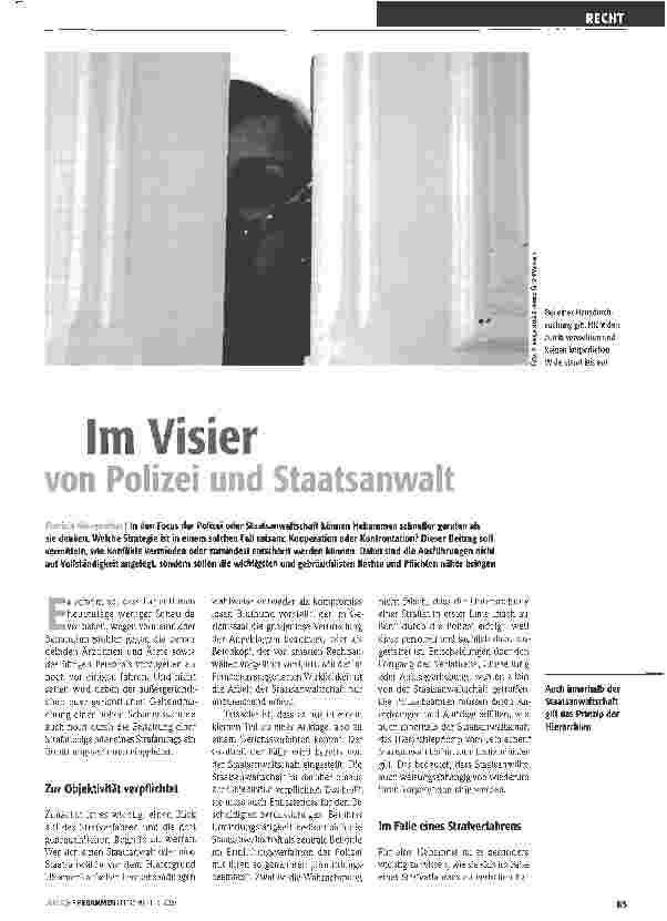 Vorschauseite 1: Im Visier von Polizei und Staatsanwalt