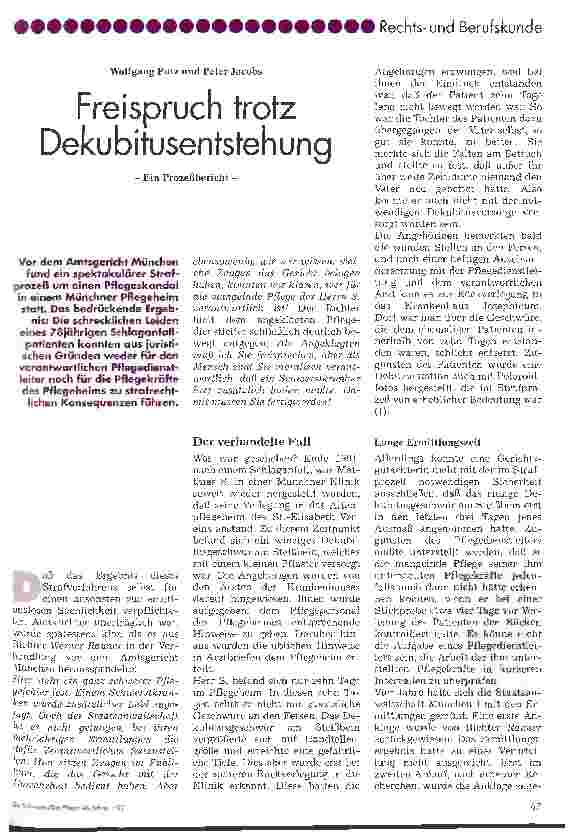 Vorschauseite 1: Freispruch trotz Dekubitusentstehung
