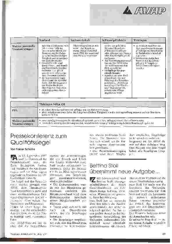 Vorschauseite 4: Personal, Qualitätssicherung und Abgabe der Leistungen bei der Häuslichen Krankenpflege Eine bundesweite Gegenüberstellung der vertraglichen Bestimmungen
