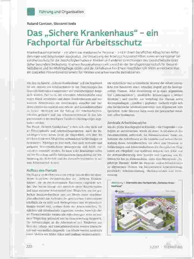 Vorschauseite 1: Das „Sichere Krankenhaus ein Fachportal für Arbeitsschutz
