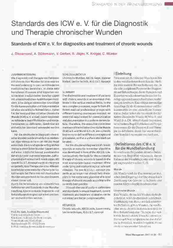 Vorschauseite 1: Standards des ICW e. V. für die Diagnostik und Therapie chronischer Wunden