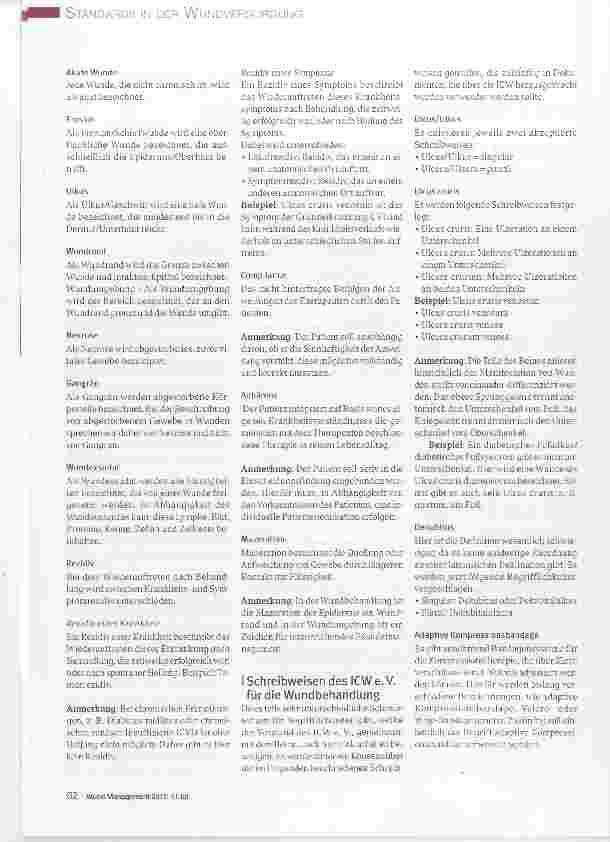 Vorschauseite 2: Standards des ICW e. V. für die Diagnostik und Therapie chronischer Wunden