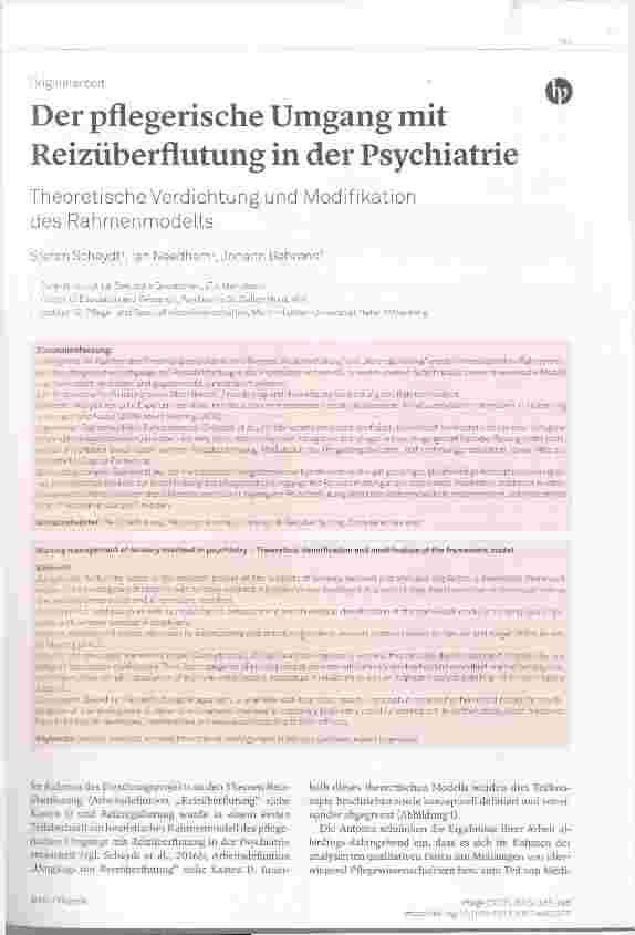 Vorschauseite 1: Der pflegerische Umgang mit Reizüberflutung in der Psychiatrie