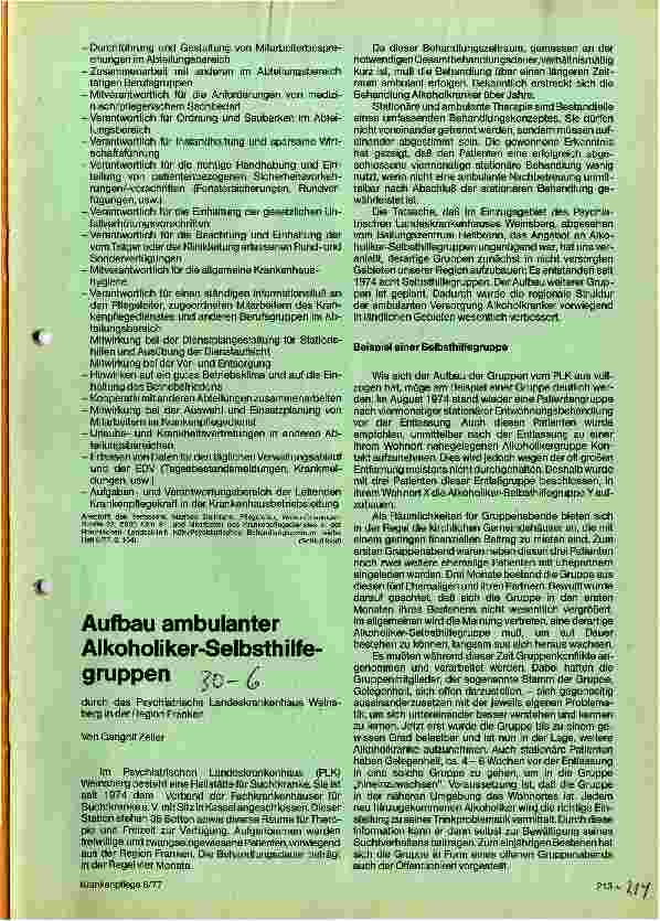 Vorschauseite 1: Aufbau ambulanter Alkoholiker-Selbsthilfegruppen