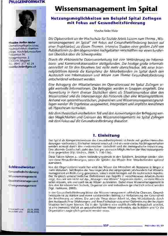 Vorschauseite 1: Wissensmanagement im Spital