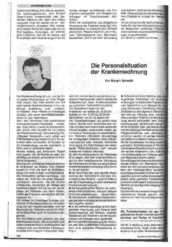 Vorschauseite 1: Die Personalsituation in der Krankenwohnung
