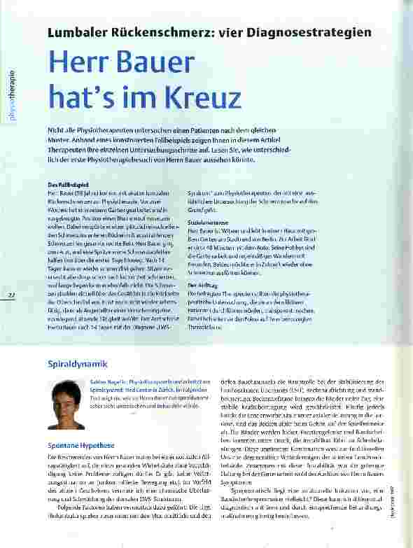 Vorschauseite 1: Lumbaler Rückenschmerz: vier Diagnosestrategien Herr Bauer hat es im Kreuz