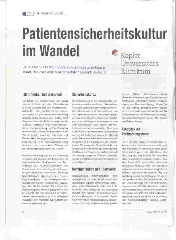 Vorschauseite 1: Patientensicherheitskultur im Wandel