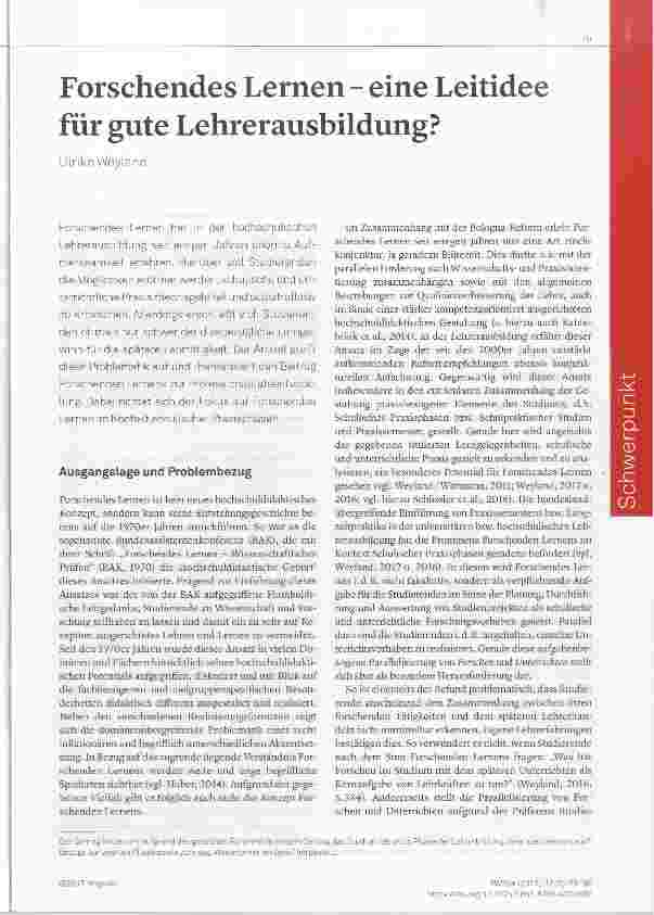 Vorschauseite 1: Forschendes Lernen eine Leitidee für gute Lehrerausbildung?