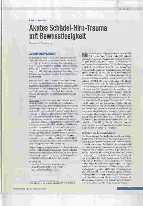 Vorschauseite 1: Akutes Schädel-Hirn-Trauma mit Bewusstlosigkeit