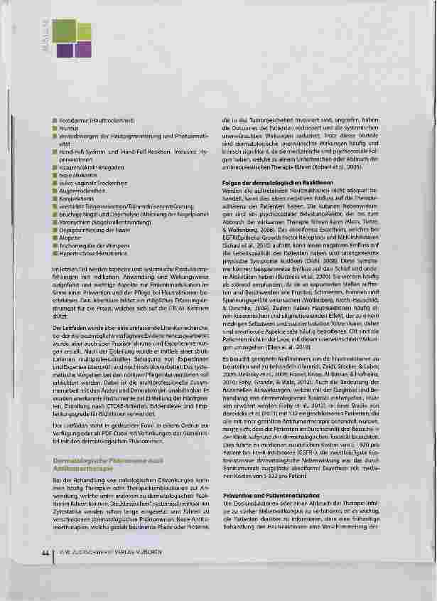 Vorschauseite 2: Leitfaden „Dermatologische Reaktionen unter medikamentöser Antitumortherapie“