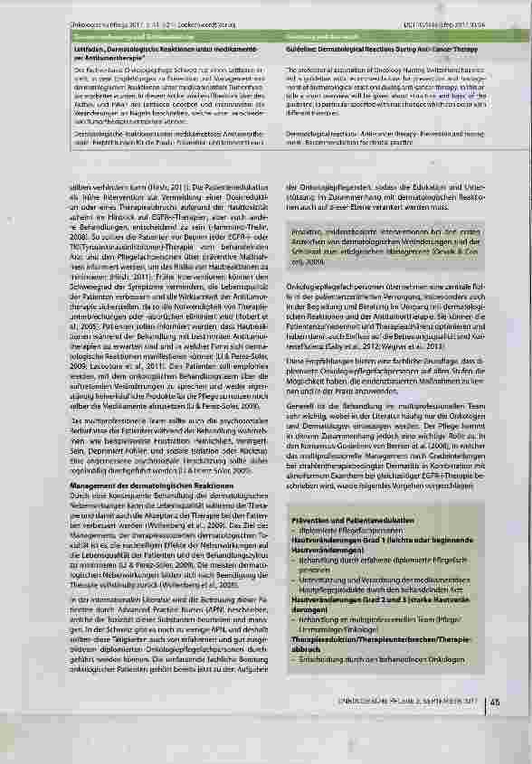 Vorschauseite 3: Leitfaden „Dermatologische Reaktionen unter medikamentöser Antitumortherapie“