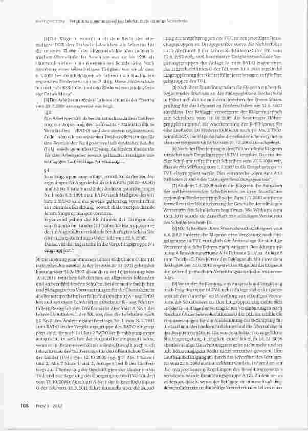 Vorschauseite 2: Vergütung einer angestellten Lehrkraft als ständige Vertreterin des beamteten Leiters eines regionalen Förderzentrums in Thüringen