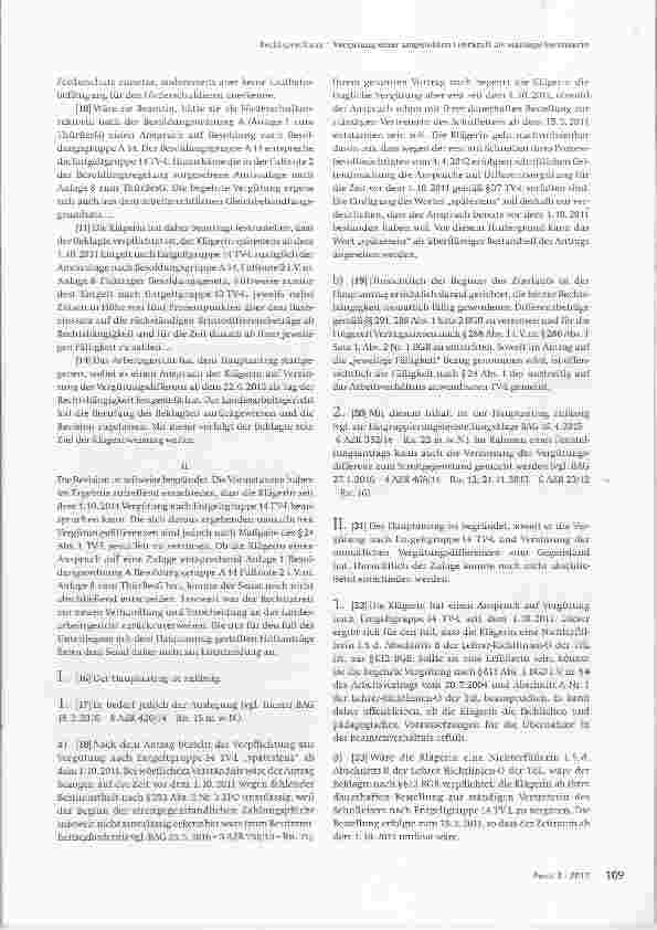 Vorschauseite 3: Vergütung einer angestellten Lehrkraft als ständige Vertreterin des beamteten Leiters eines regionalen Förderzentrums in Thüringen