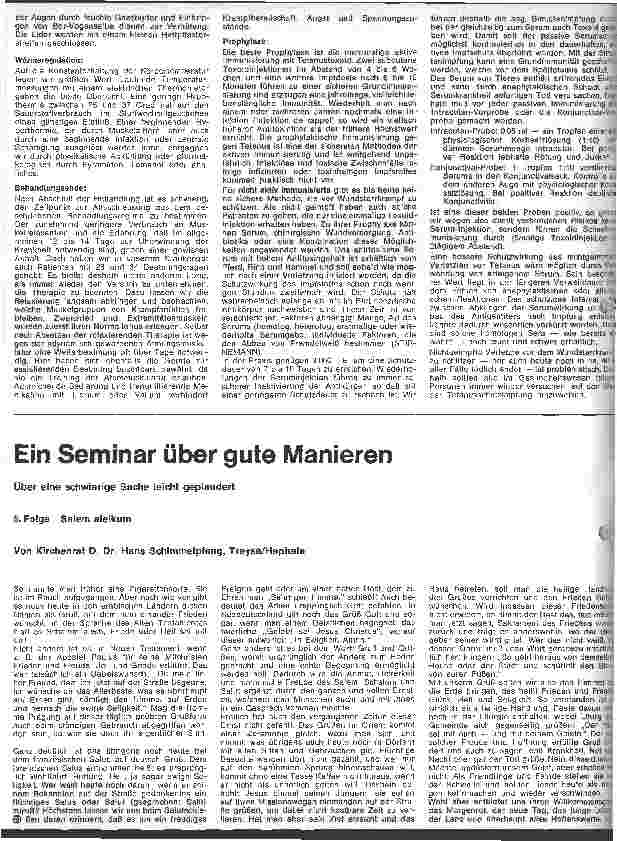 Vorschauseite 5: Ausbildung und Aufgaben der Schwestern auf Intensivpflegeabteilungen 20. Folge: Tetanus