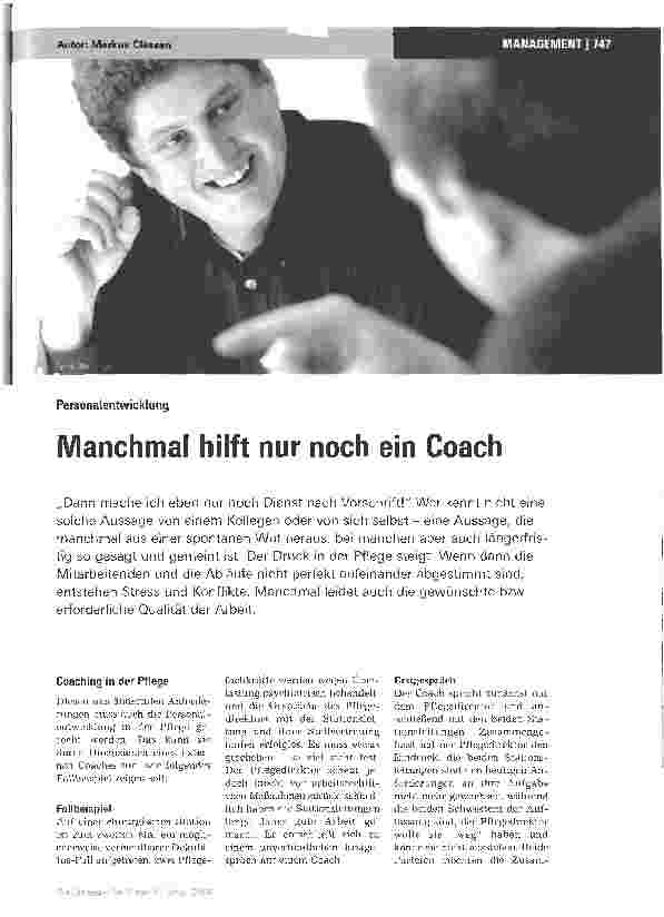 Vorschauseite 1: Manchmal hilft nur noch ein Coach