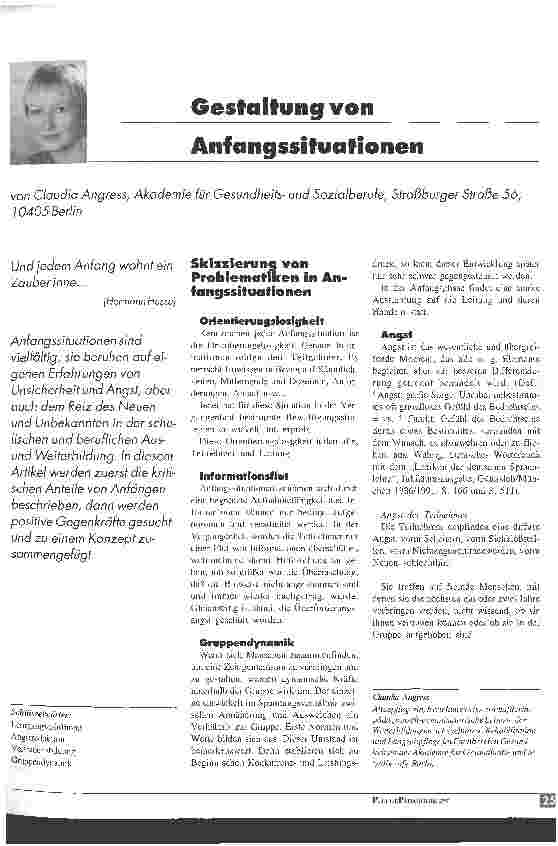 Vorschauseite 1: Gestaltung von Anfangssituationen
