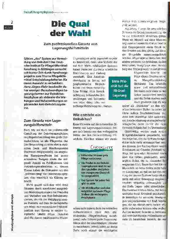 Vorschauseite 1: Die Qual der Wahl Zum professionellen Einsatz von Lagerungshilfsmitteln