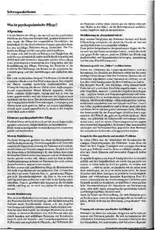 Vorschauseite 2: Ambulante psychogeriatrische Pflege Qualifizierte Pflege durch Sozialstationen auch für psychisch veränderte alte Menschen