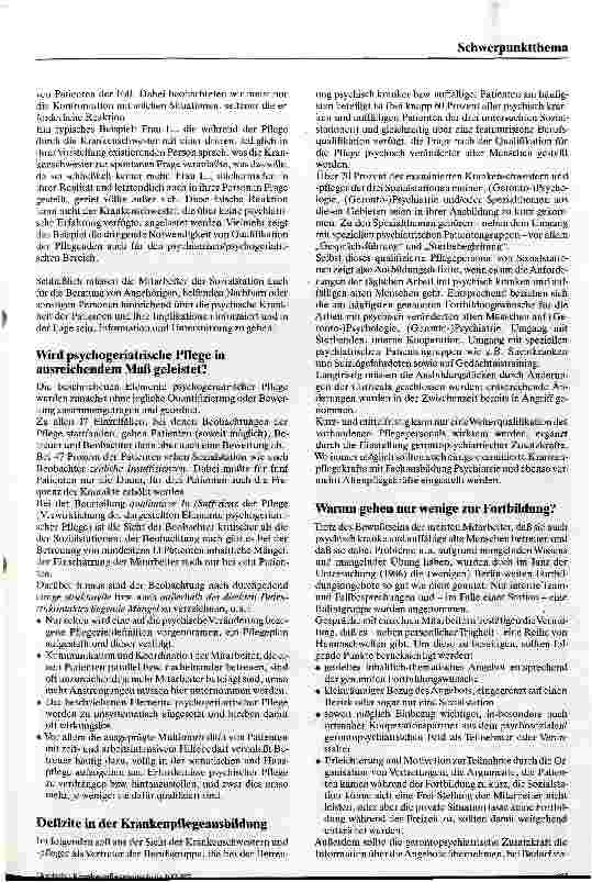 Vorschauseite 3: Ambulante psychogeriatrische Pflege Qualifizierte Pflege durch Sozialstationen auch für psychisch veränderte alte Menschen