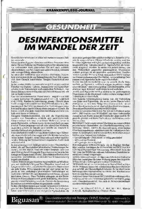 Vorschauseite 1: Desinfektionsmittel im Wandel der Zeit
