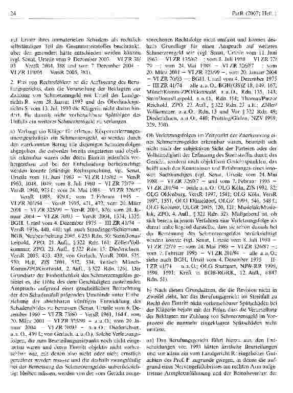 Vorschauseite 2: Zum Umfang der Rechtskraft von Urteilen, die Klage auf Zahlung von Schmerzensgeld stattgeben und Klage auf Feststellung der Ersatzpflicht für künftige immaterielle Schäden(sog. im…