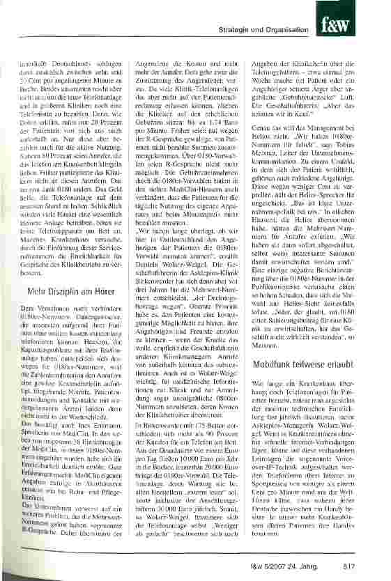 Vorschauseite 2: Umstrittene 0180er-Nummern refinanzieren Klinik-Telefonanlag