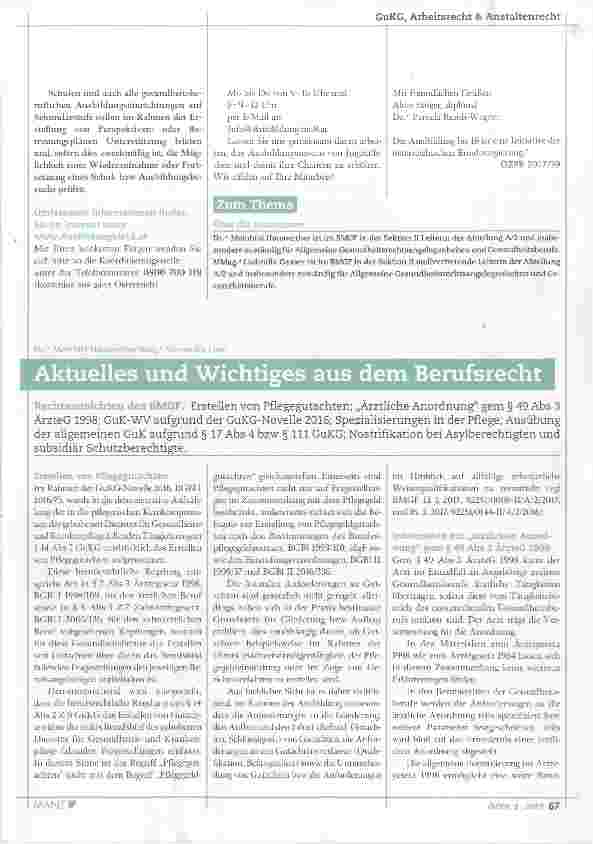 Vorschauseite 1: Aktuelles und Wichtiges aus dem Berufsrecht