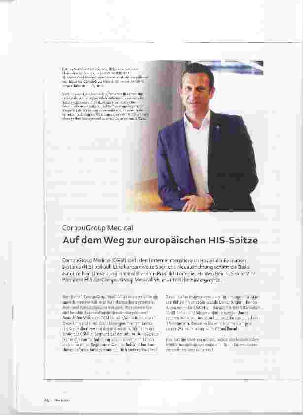 Vorschauseite 1: Auf dem Weg zur europäischen HIS-Spitze