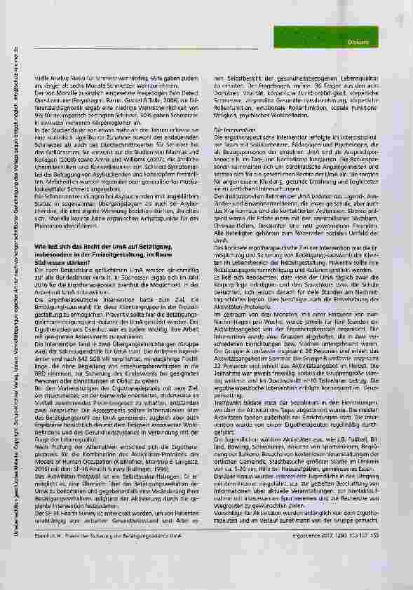 Vorschauseite 3: Präventive Sicherung der Betätigungsbalance von UmA (Unbegleitete minderjährige Asylsuchende) Eine Studie aus dem Praxisalltag der Ergotherapie
