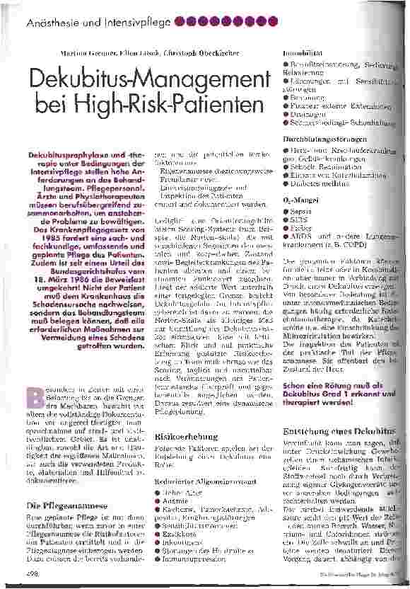 Vorschauseite 1: Dekubitus-Management bei High-Risk-Patienten