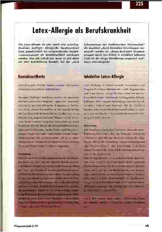 Vorschauseite 6: Allergieauslösende Substanzen lassen sich minimieren Latex - Fluch oder Segen der Medizin/Teil 3
