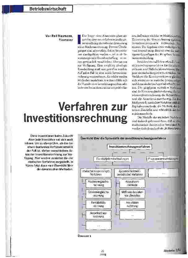 Vorschauseite 1: Verfahren zur Investitionsrechnung