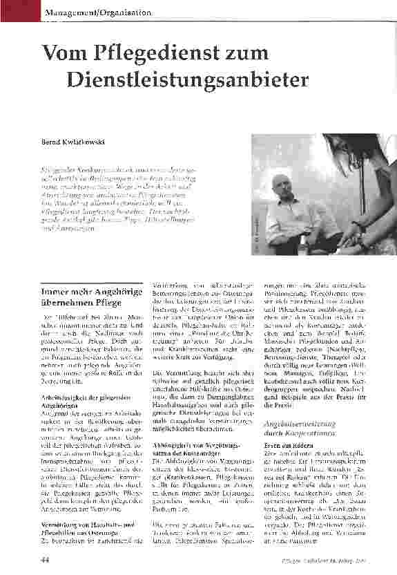 Vorschauseite 1: Vom Pflegedienst zum Dienstleistungsanbieter