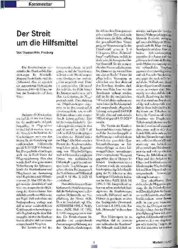 Vorschauseite 1: Der Streit um die Hilfsmittel