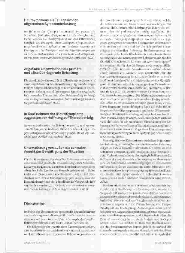 Vorschauseite 6: Toxische Hautreaktionen und Unterstützungsbedarf von Krebspatientinnen im Zuge einer EGFR-Antikörpertherapie