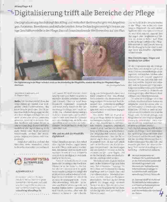 Vorschauseite 1: Digitalisierung trifft alle Bereiche der Pflege