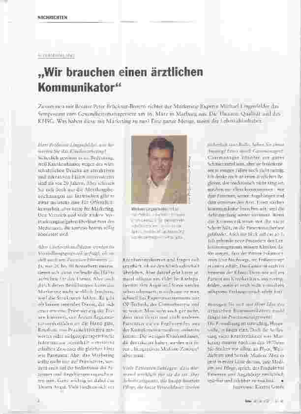 Vorschauseite 1: Wir brauchen einen ärztlichen Kommunikator
