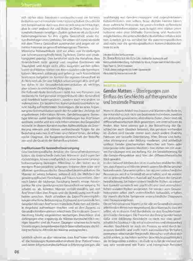 Vorschauseite 1: Gender Matters - Überlegungen zum Einfluss des Geschlechts auf therapeutische und beratende Prozesse