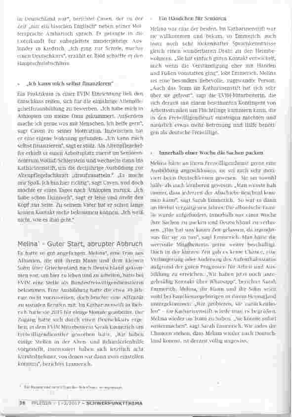 Vorschauseite 4: FLÜCHTLINGE IN DIE PFLEGE?