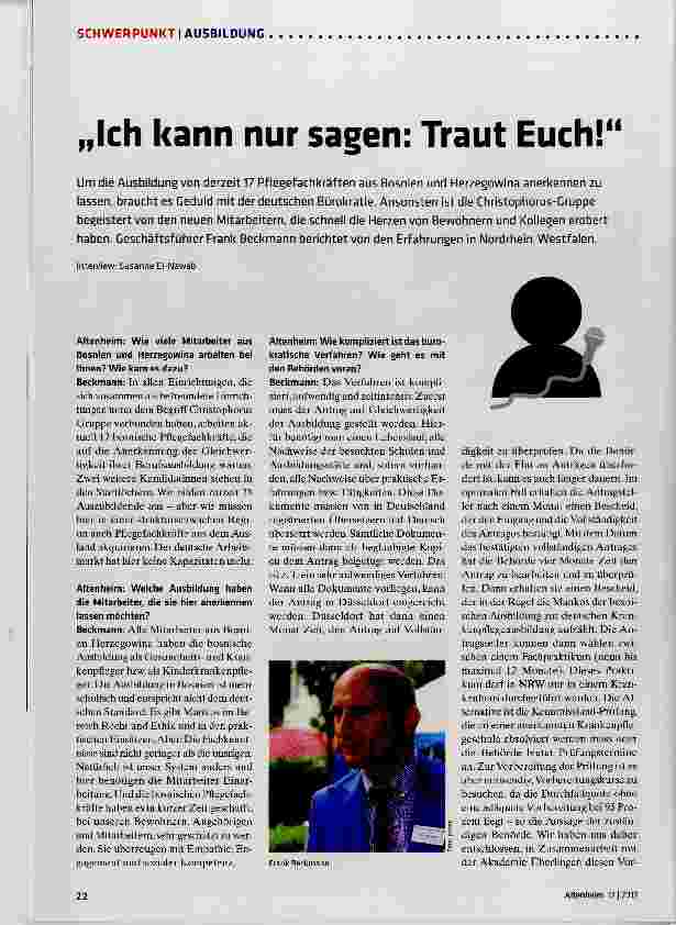 Vorschauseite 1: „Ich kann nur sagen: Traut Euch!“