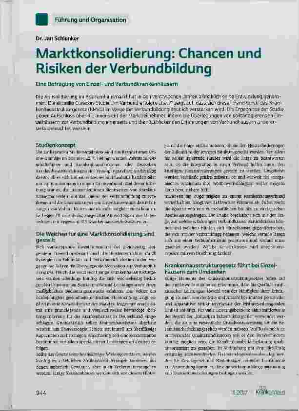 Vorschauseite 1: Marktkonsolidierung: Chancen und Risiken derVerbundbiidung