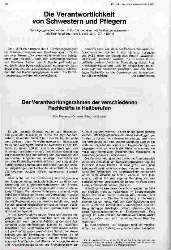 Vorschauseite 1: Der Verantwortungsrahmen der verschiedenen Fachkräfte in Heilberufen