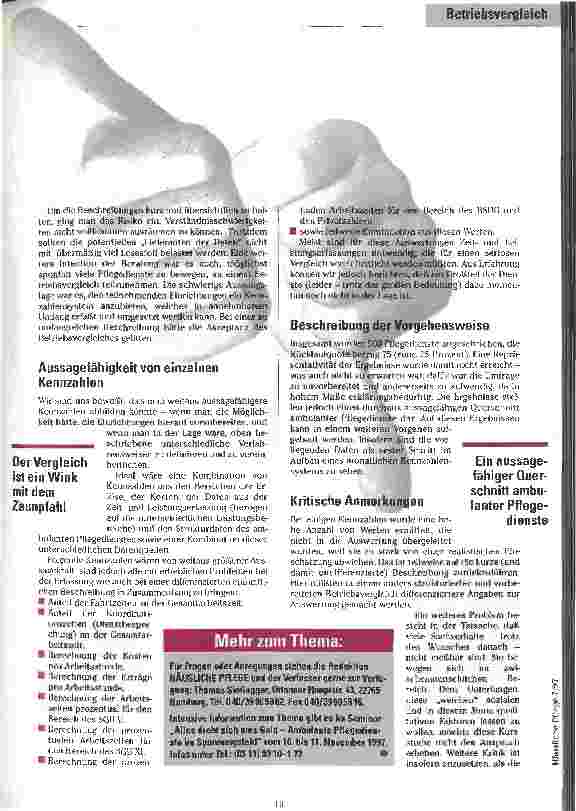 Vorschauseite 2: Wie stehen wir denn da? Betriebsvergleich ambulanter Pflegedienste - erste Zahlen für die Praxis