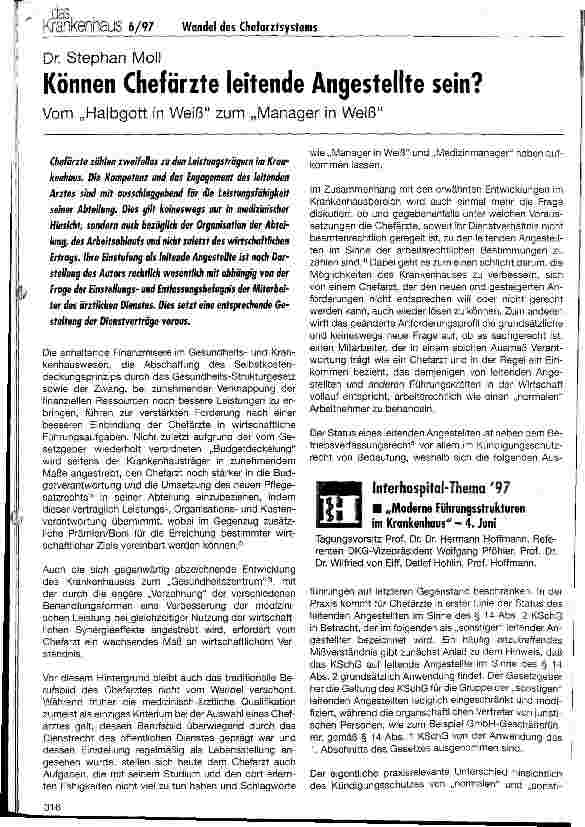 Vorschauseite 1: Können Chefärzte leitende Angestellte sein?