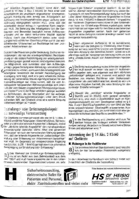 Vorschauseite 2: Können Chefärzte leitende Angestellte sein?