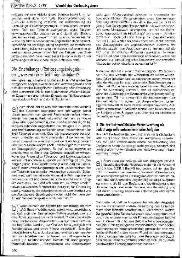 Vorschauseite 4: Können Chefärzte leitende Angestellte sein?
