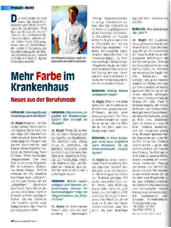 Vorschauseite 1: Mehr Farbe im Krankenhaus Neues aus der Berufsmode